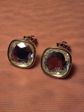 Vintage S.A.L. Gold-Tone Clear Crystal Clip-On Earrings